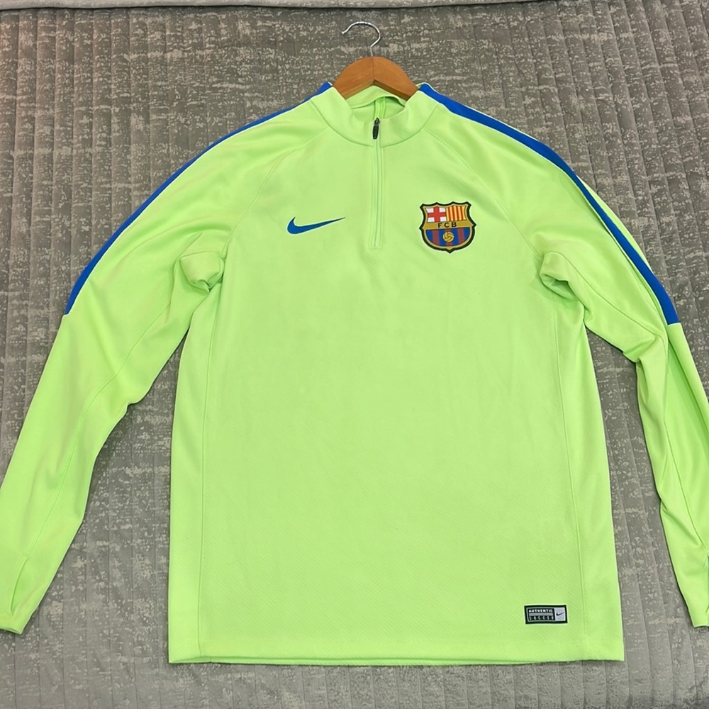 Nike Men’s FC Barcelona Training Track Jacket/ Sweatshirt Neon Yellow/Green M